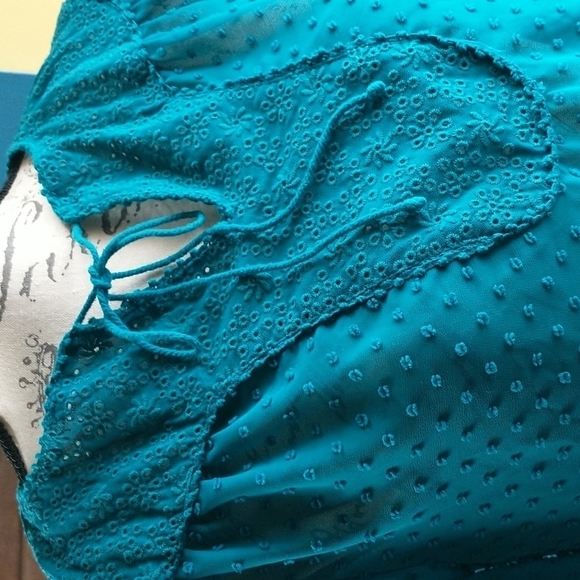 Matilda Jane blue green boho peasant top Woman's Size S NWOT - Picture 5 of 10